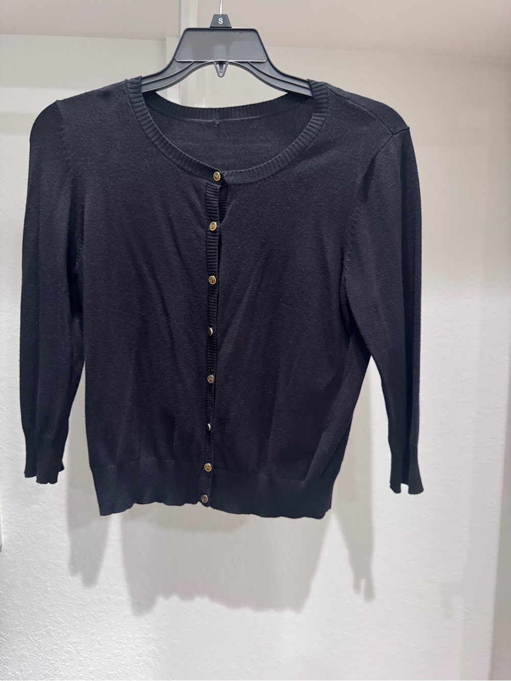 Classic Black Button-Front Cardigan